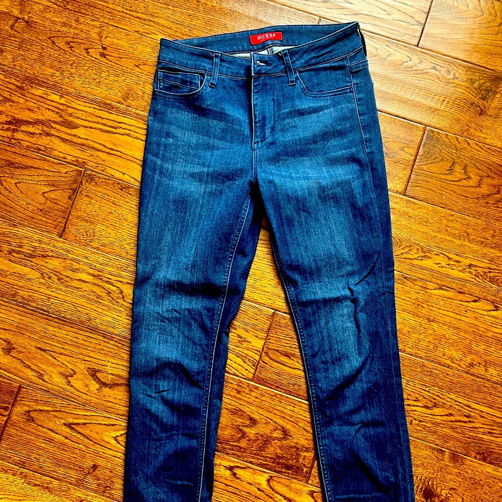 Guess Blue Skinny Jeans with Distressed Detailing